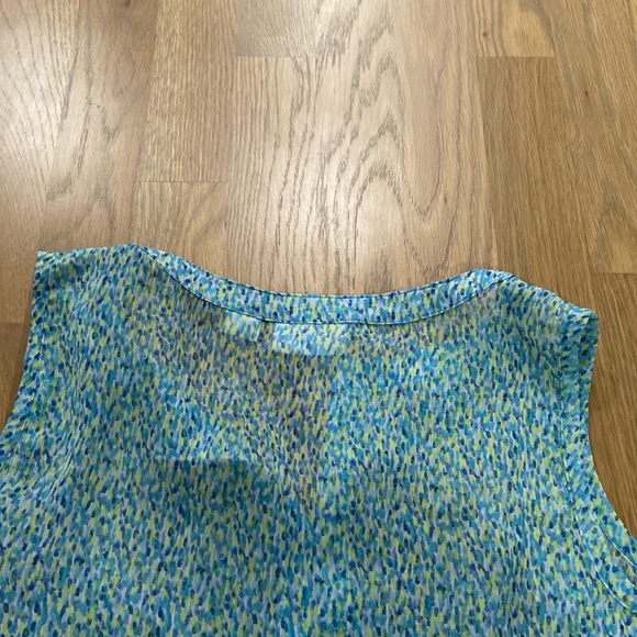 Liz Claiborne Petite Women’s Blue Green Button Down Polyester Tank Top Shirt - Picture 4 of 8